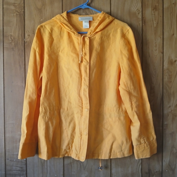 100% Linen Jacket Susan Bristol Button Up Orange Womens size Medium - Picture 1 of 9